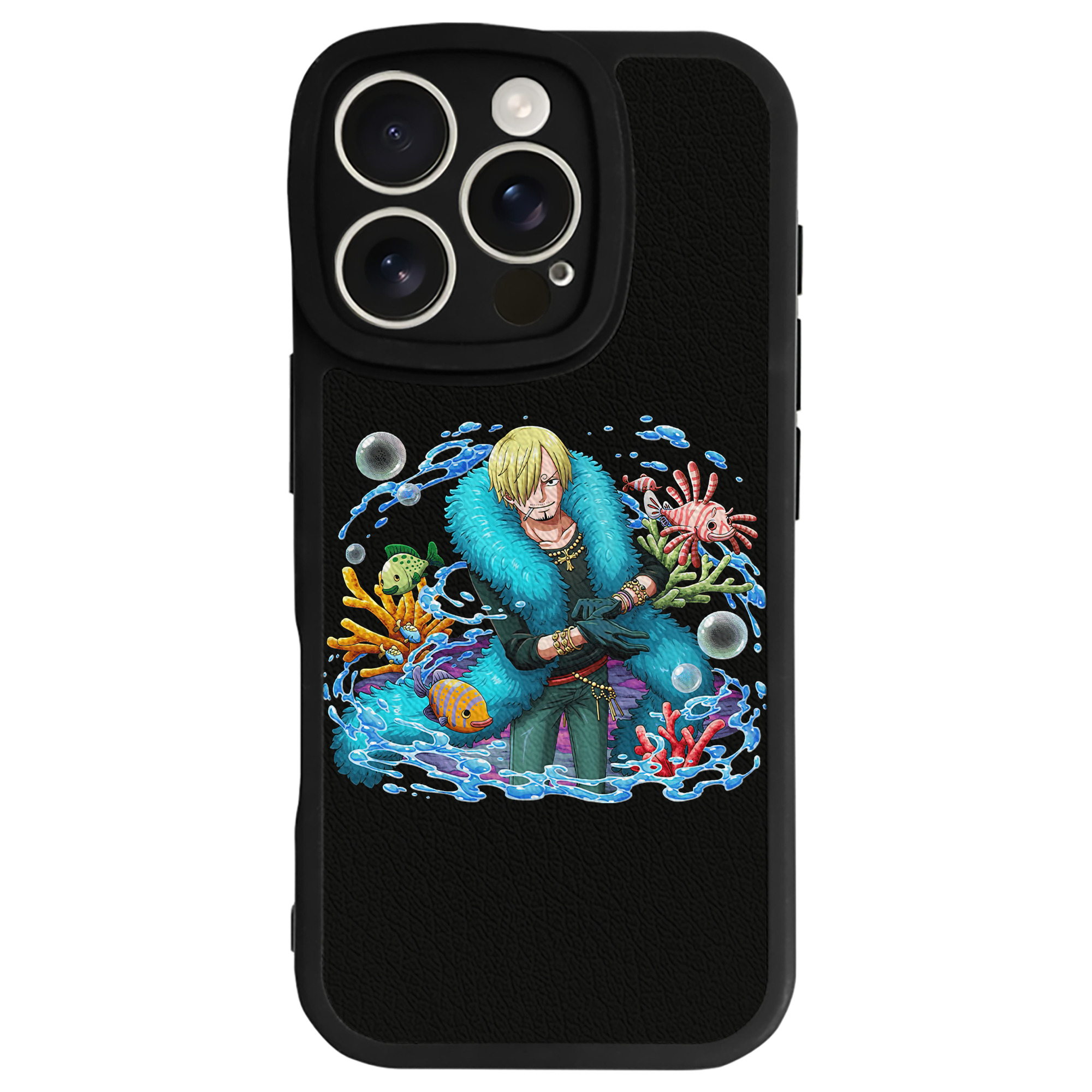 （画像用） ワンピース サンジ ONE PIECE Sanji 【iPhone 16シリーズ対応】シリコンスマホケース（レザー調） 材質：シリコン